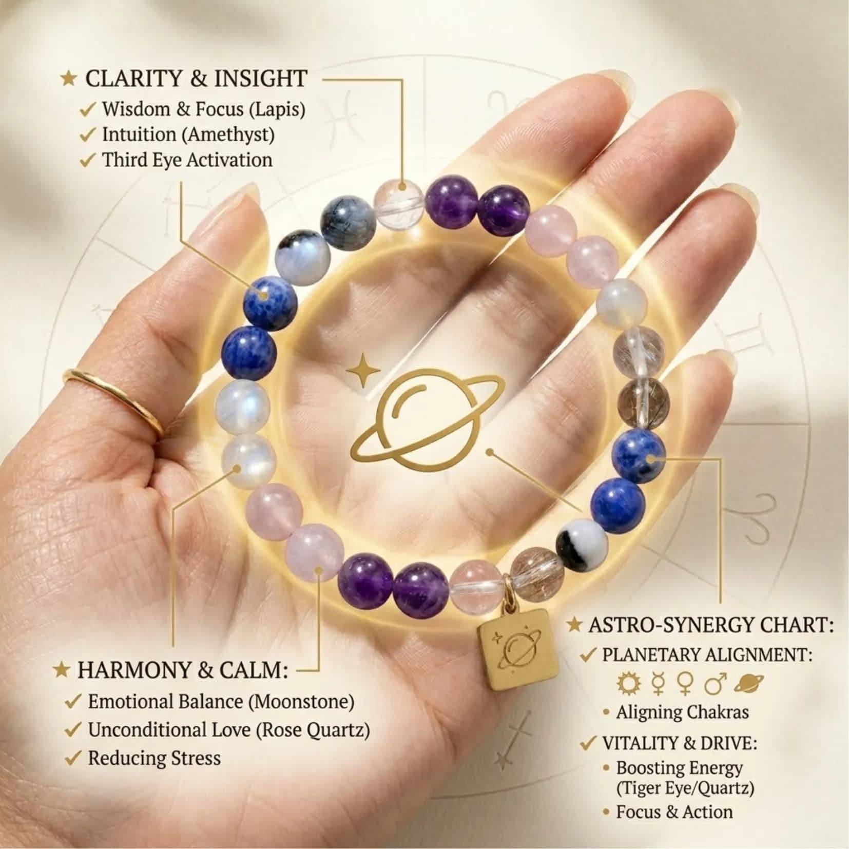 Shanti & Urja Crystal Bracelet - Authentic AstroJi Spiritual Product View 4