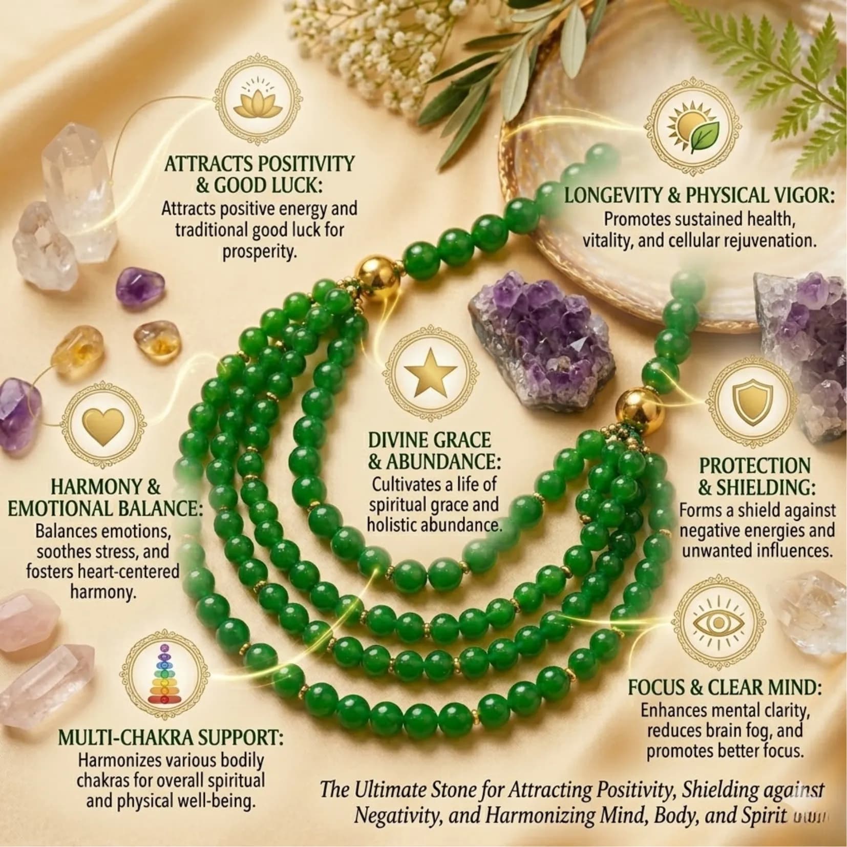 Green Jade Multi-layer Necklace - View 4