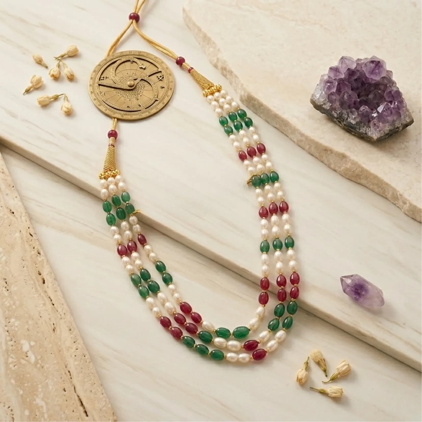 Royal Pearl & Gem Necklace - View 1