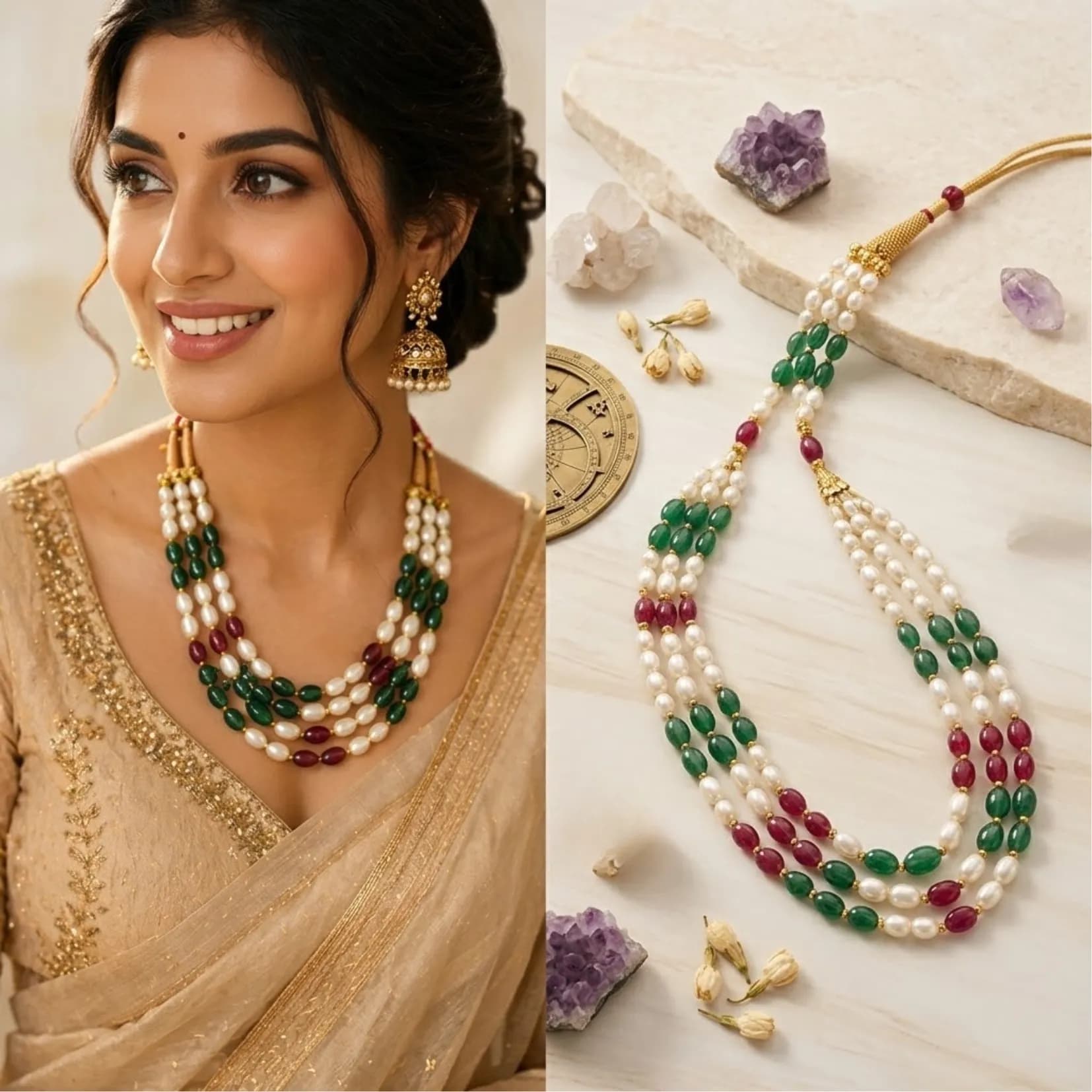 Royal Pearl & Gem Necklace - View 2