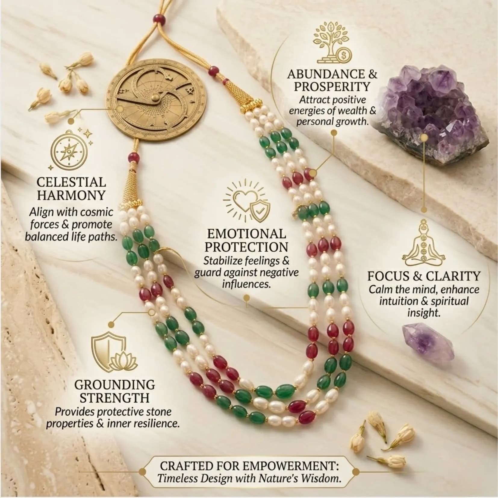 Royal Pearl & Gem Necklace - View 4