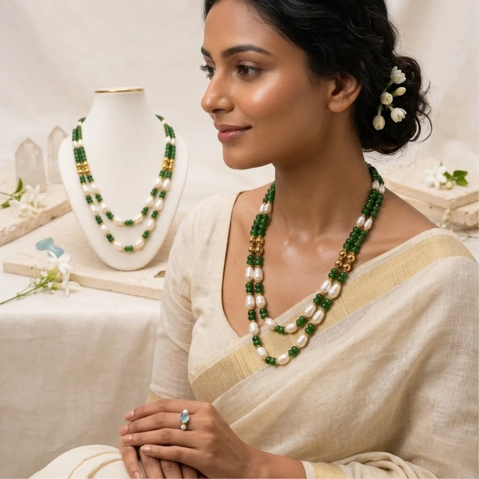 Jade & Pearl Grace Necklace - View 2