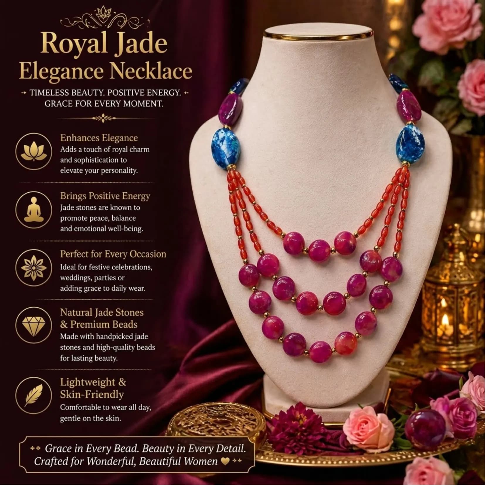 Royal Jade Elegance Necklace - Authentic AstroJi Spiritual Product View 4